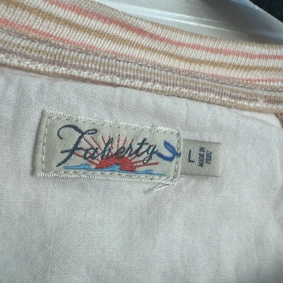 Faherty Sunwashed Slub Crewneck Sweater L Multi Stripe Landscape Raglan Sleeve - Picture 3 of 7